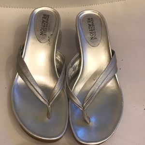 Silver flip flop heels